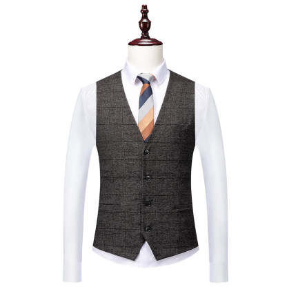 Men's Plaid Wedding Suit In Tailored Fit With Single Breast And Two Buttons-BMbridal