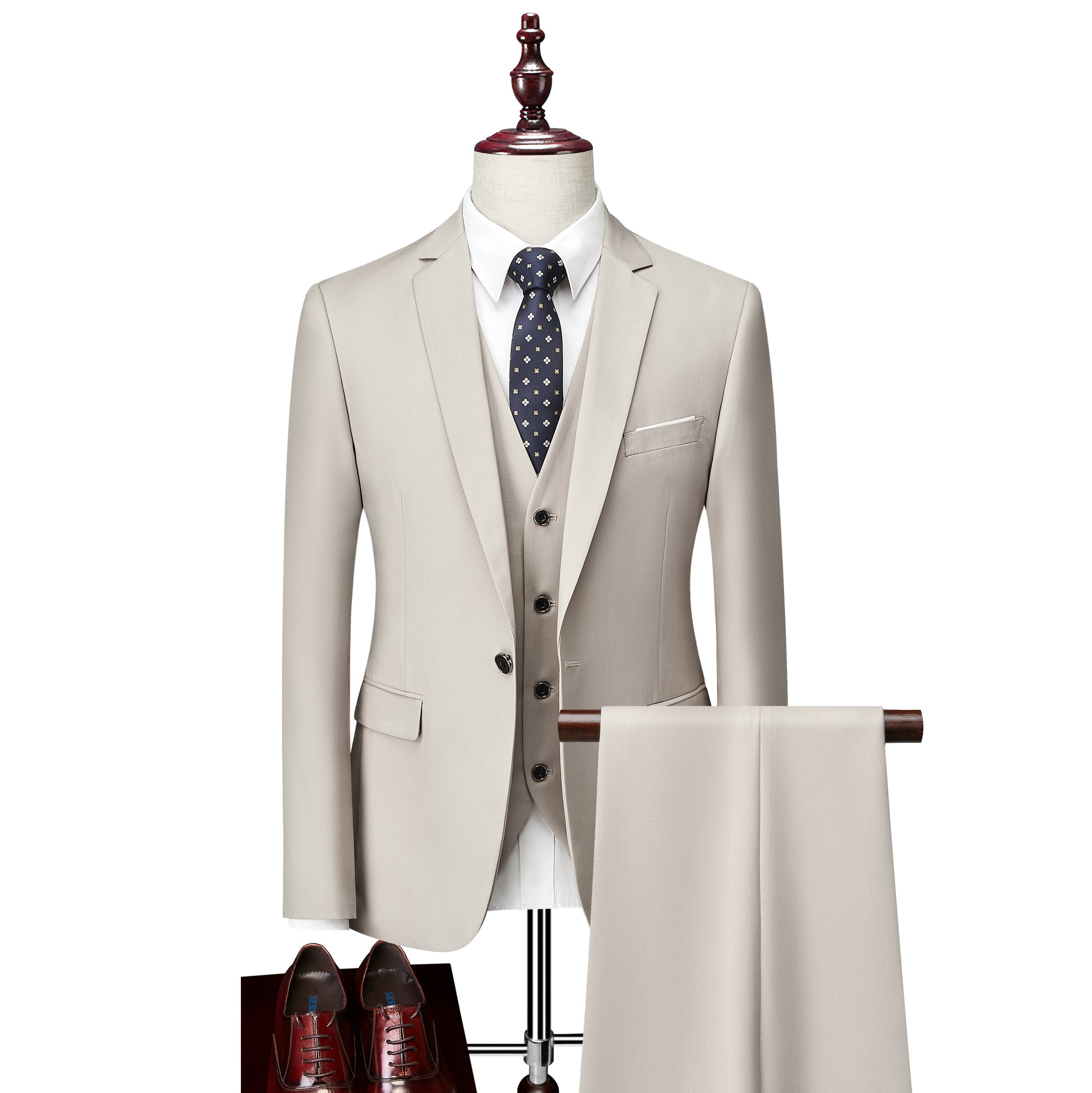Men s Tailored Fit Single Breasted One Button 3 Piece Wedding Suits In Burgundy White Ivory Gray And Blue