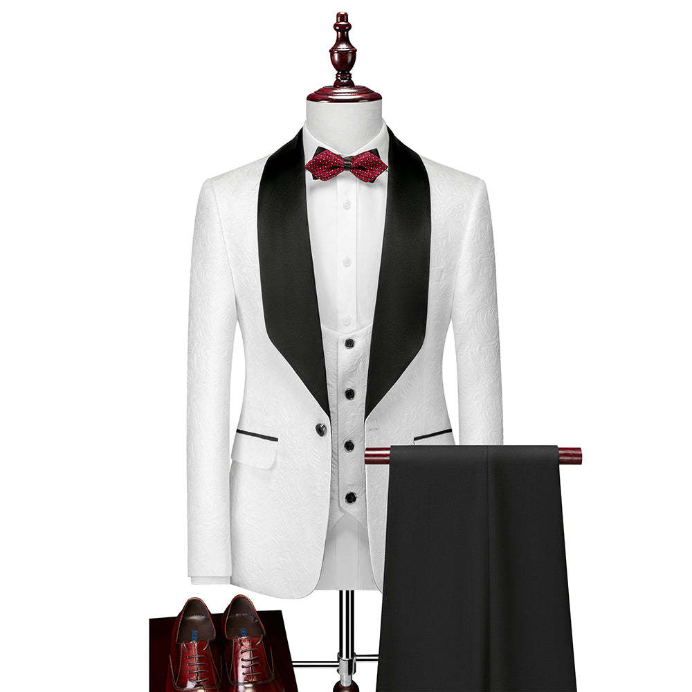 Men's Tailored Fit Single-Breasted One-Button 3-Piece Wedding Suit In Champagne Pink Red White And Black Patterns-BMbridal