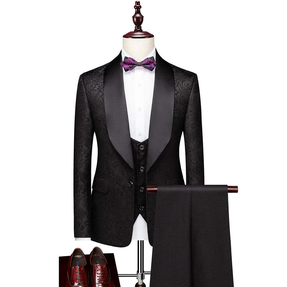 Men's Tailored Fit Single-Breasted One-Button 3-Piece Wedding Suit In Champagne Pink Red White And Black Patterns-BMbridal
