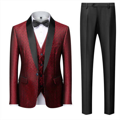 Men's Tailored Fit Single Breasted One-Button 3 Pieces Prom Party Suits In Red Blue Black And White-BMbridal