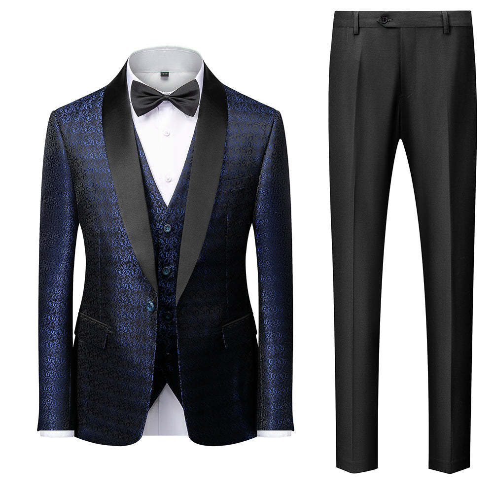 Men's Tailored Fit Single Breasted One-Button 3 Pieces Prom Party Suits In Red Blue Black And White-BMbridal