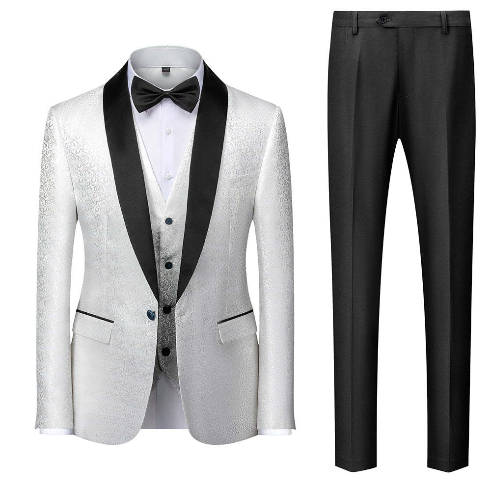 Men's Tailored Fit Single Breasted One-Button 3 Pieces Prom Party Suits In Red Blue Black And White-BMbridal