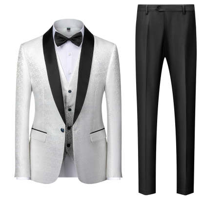 Men's Tailored Fit Single Breasted One-Button 3 Pieces Prom Party Suits In Red Blue Black And White-BMbridal