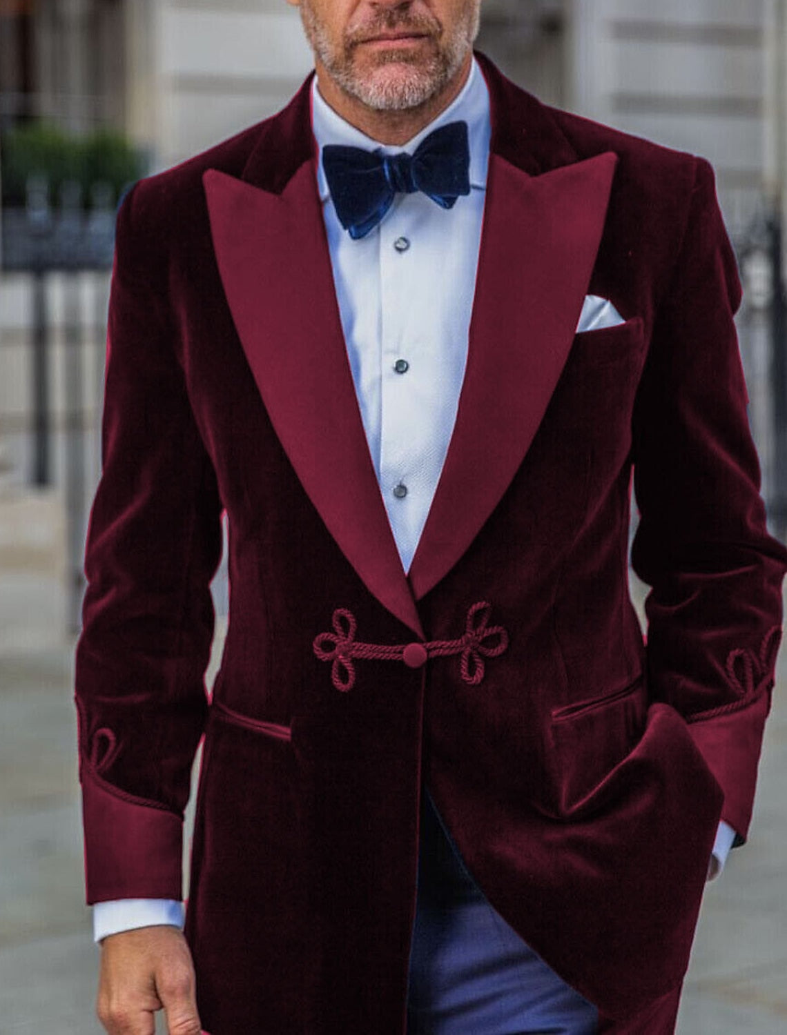 Men's Tailored Fit Single Breasted One-Button Velvet Formal Jacket In Green Red Blue Pink And Purple-BMbridal