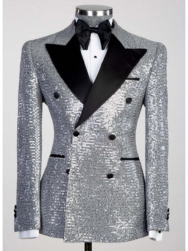 Double Breasted Men s Blazer With Six Buttons And Sequins In A Tailored Fit