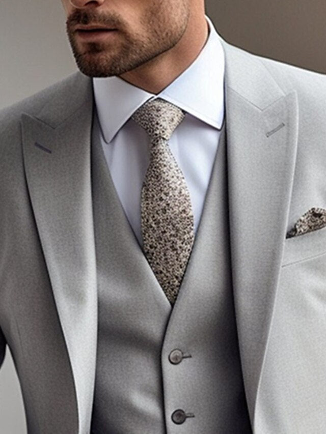 Three Piece Single Breasted Two Button Wedding Suit For Men Tailored Fit