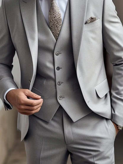 Three Piece Single Breasted Two Button Wedding Suit For Men Tailored Fit