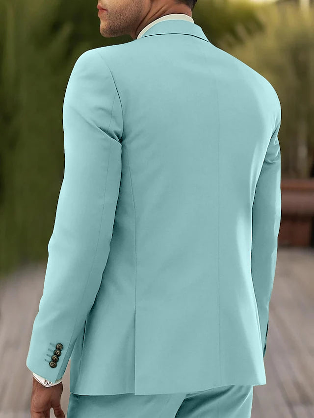 Three-Piece Single-Breasted Tailored Fit Wedding Suit For Men With Two Buttons-BMbridal