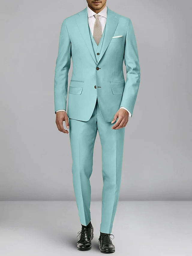 Three-Piece Single-Breasted Tailored Fit Wedding Suit For Men With Two Buttons-BMbridal