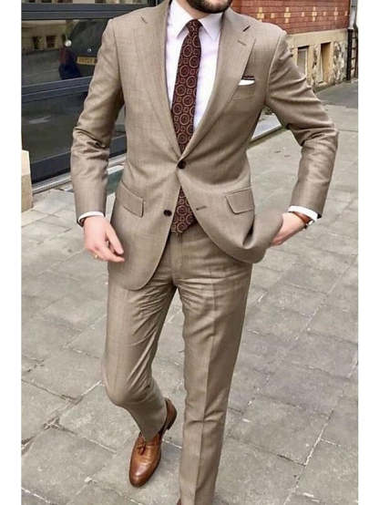 Two-Button Single Breasted Tailored Fit Wedding Suit For Men-BMbridal