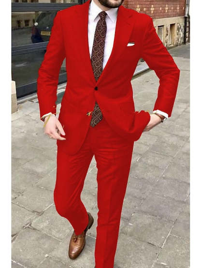 Two-Button Single Breasted Tailored Fit Wedding Suit For Men-BMbridal
