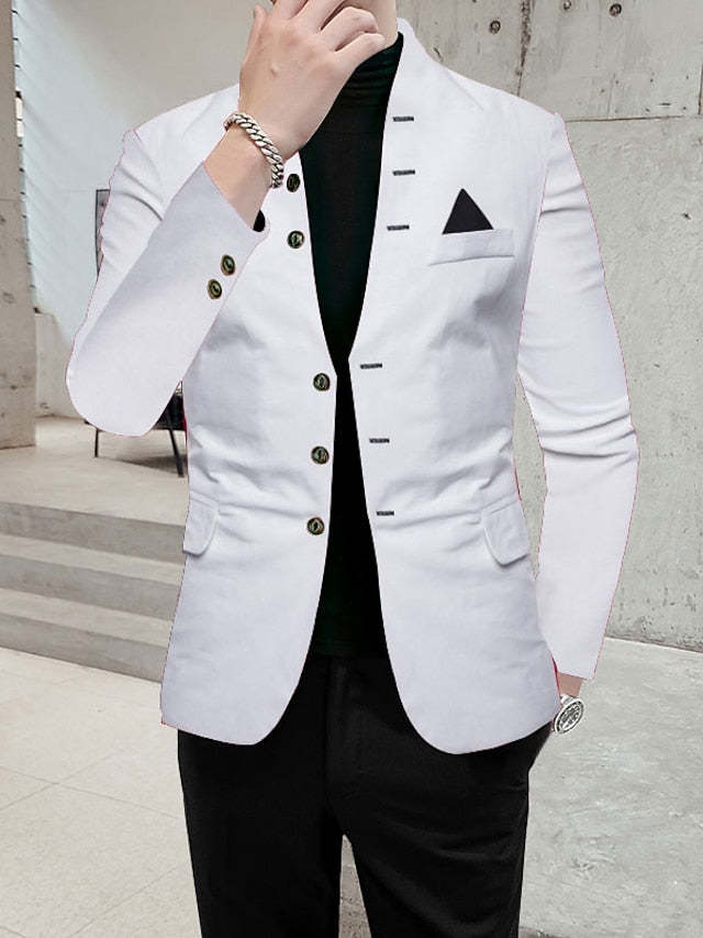 Single-Breasted Three-Button Blazer Jacket For Men Regular Fit-BMbridal