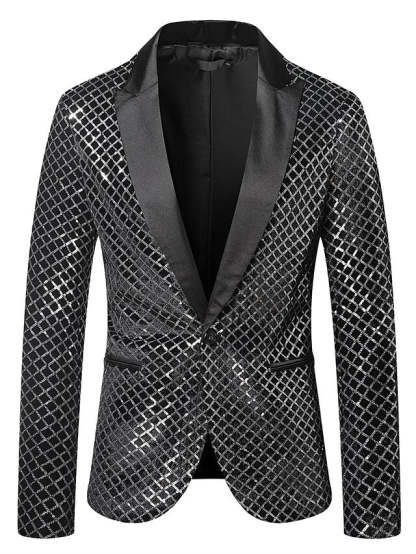 Single-Button Disco Jacket For Men In Tailored Fit-BMbridal