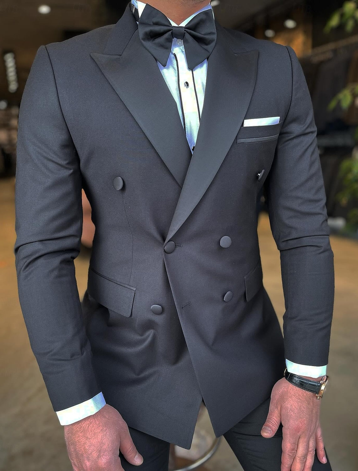Double Breasted Six-Button Prom Suit For Men Tailored Fit 2-Piece Set-BMbridal