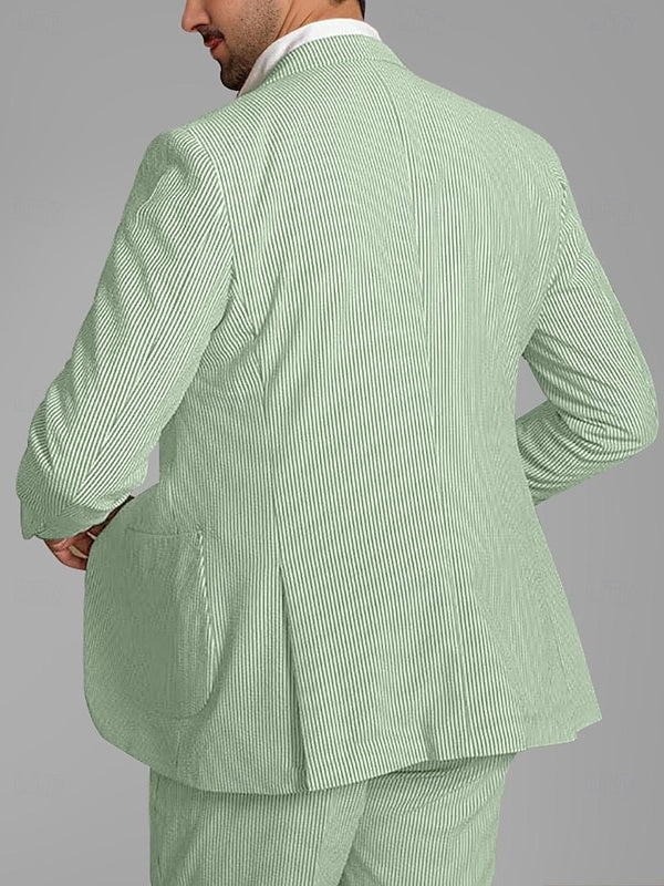 Tailored Fit Men's Wedding Shorts In Striped Two-Button Single Breasted Pair-BMbridal