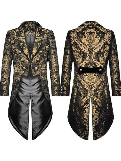 Exquisite Floral Tailcoat Suit For Men In Retro Style-BMbridal