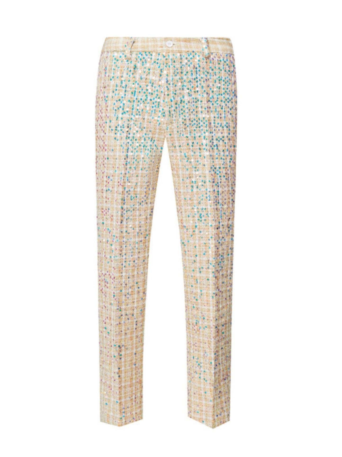 Champagne Sequin Two Piece Wedding Suit For Men Slim Fit With Single Button