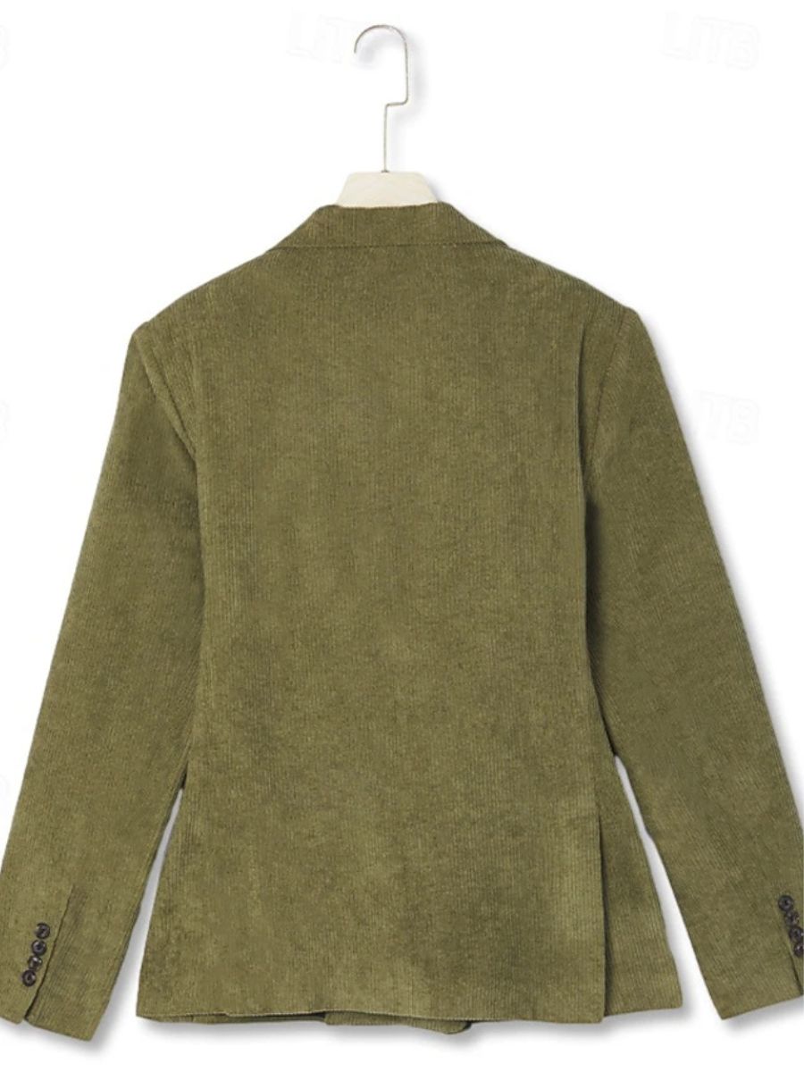 Men's Sage Corduroy Peak Neck Regular Fit Single Or Double Breasted Six-Button Party Jacket-BMbridal