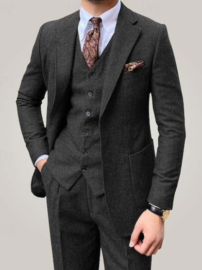 Men's Brown 3-Piece Single-Breasted Two-Button Suit For Weddings And Daily Wear-BMbridal