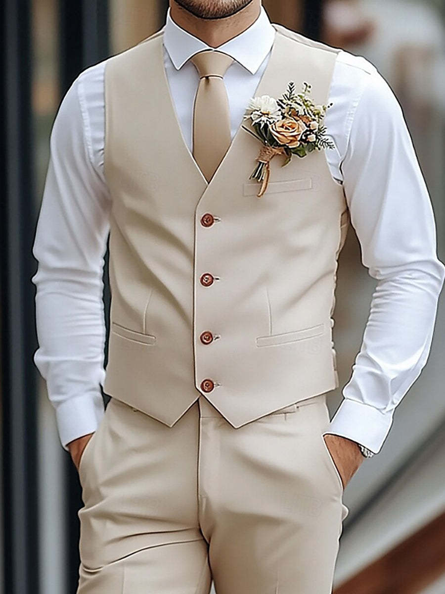 Men's 2-Piece Single-Breasted Wedding Suit With Waistcoat And Casual Pants-BMbridal