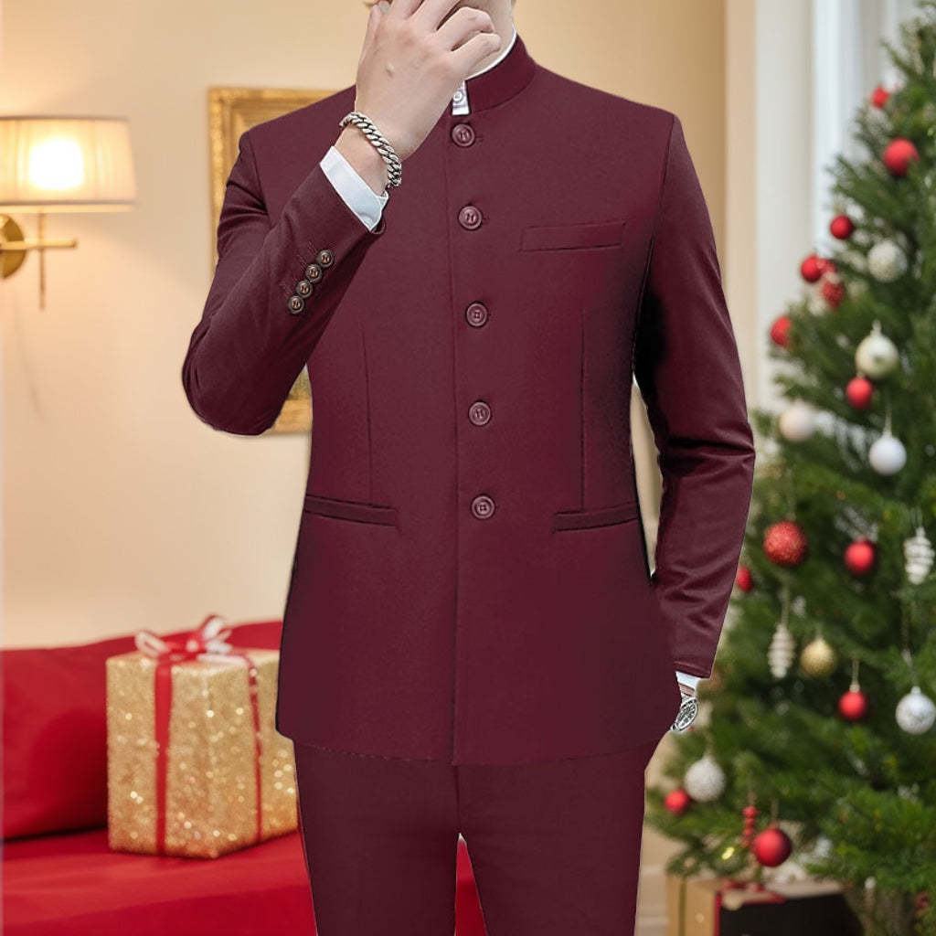 Standard Fit Two-Button Single Breasted Solid Colored Men's Wedding Suit Set-BMbridal