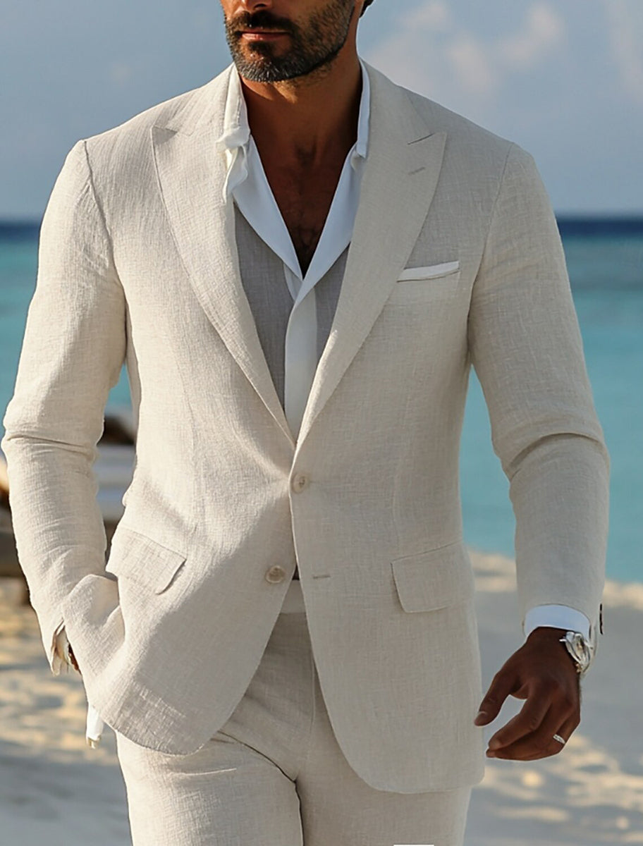 Casual Two-Button Single-Breasted Men's Suit For Beach Weddings-BMbridal