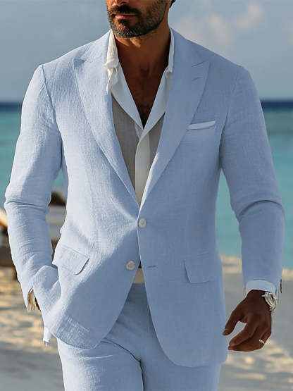 Casual Two-Button Single-Breasted Men's Suit For Beach Weddings-BMbridal