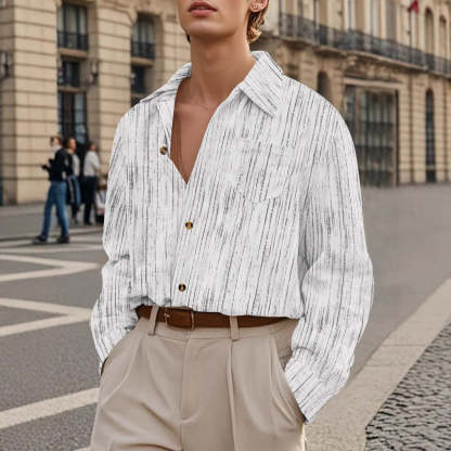Vintage Striped Casual Shirt With Pocket For Men Long Sleeves-BMbridal