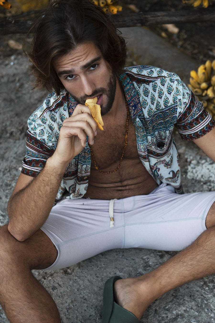 Casual Short Sleeve Loose Beach Shirt With Printed Lapel For Men-BMbridal