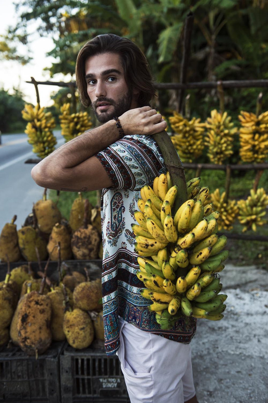 Casual Short Sleeve Loose Beach Shirt With Printed Lapel For Men-BMbridal
