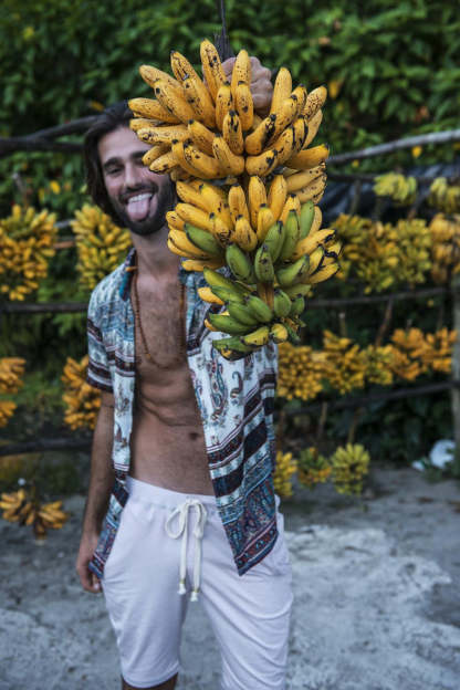 Casual Short Sleeve Loose Beach Shirt With Printed Lapel For Men-BMbridal