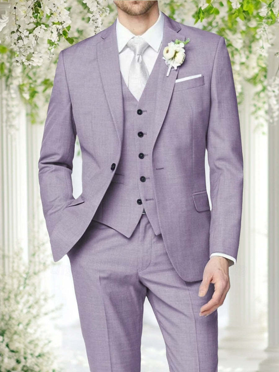 Men's Tailored Fit Single Breasted One-Button Lilac Suit For Wedding And Formal Events-BMbridal