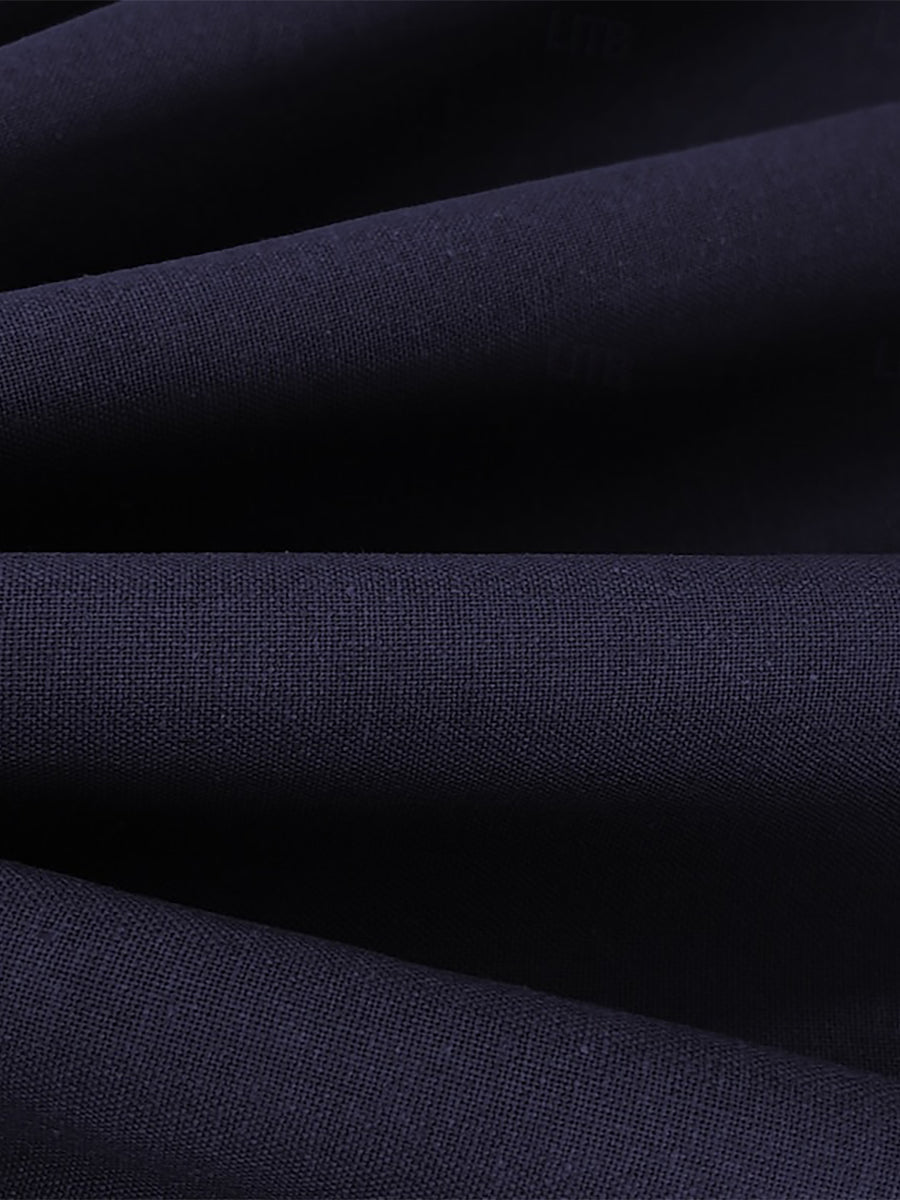 Men's Solid Navy Blue Two-Button Single Breasted Casual Business Suit Set-BMbridal