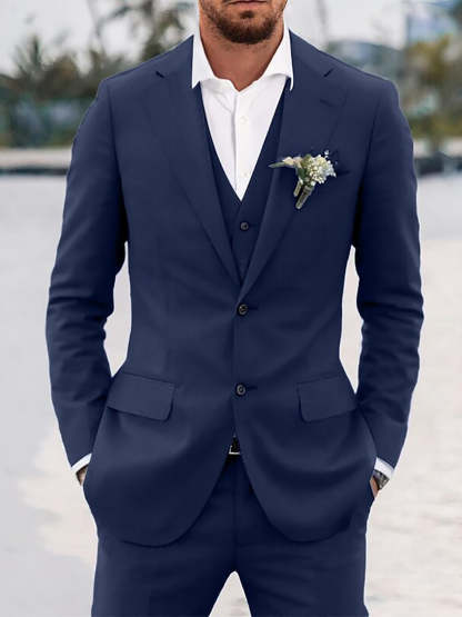 Tailored Fit Sky Blue Men's Two-Button Single Breasted 3-Piece Casual Business Suit-BMbridal