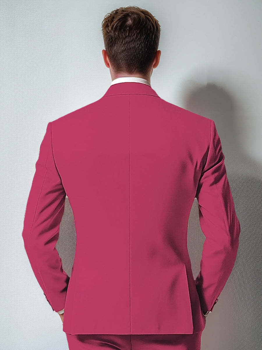 Men's Fuchsia Single-Breasted Two-Button Solid Color Suit For Beach Weddings And Prom Parties-BMbridal