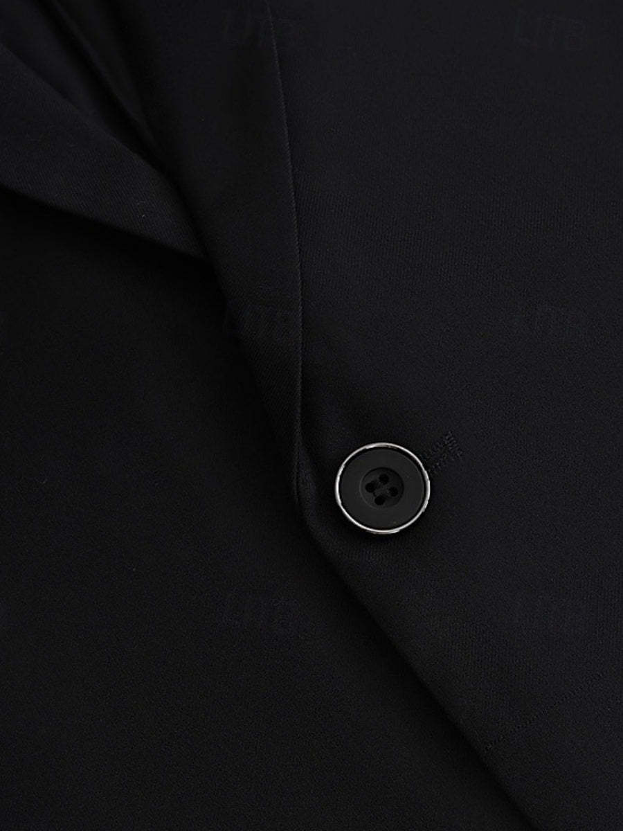 Black Two-Button Single-Breasted Notched Lapel Suit For Men's Wedding And Prom-BMbridal