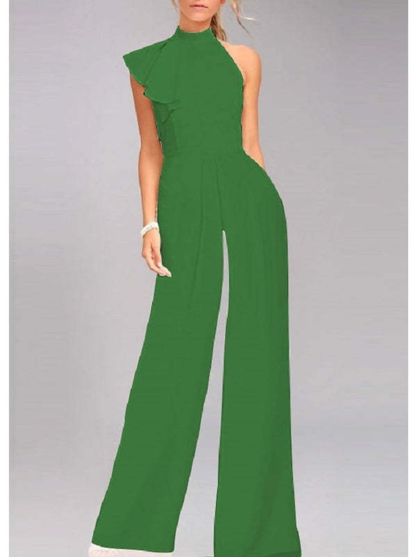One-Shoulder Ruffled Jumpsuit for Prom in Empire Style