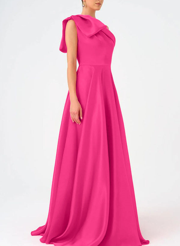 Satin One-Shoulder A-Line Prom Dress with Bow(s) for the Mother of the Bride-BMbridal