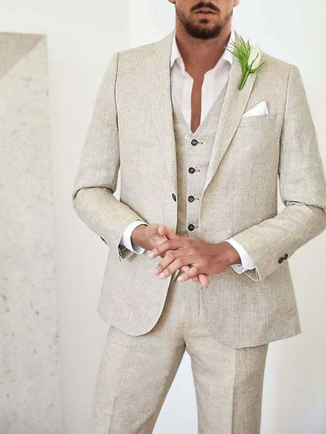 Men's Single Breasted Two-Button Tailored Fit 3-Piece Wedding Suit-BMbridal