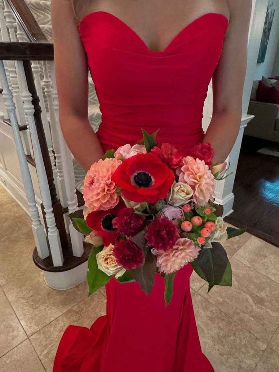 Mermaid Strapless Ruched Mermaid Long Prom Dress