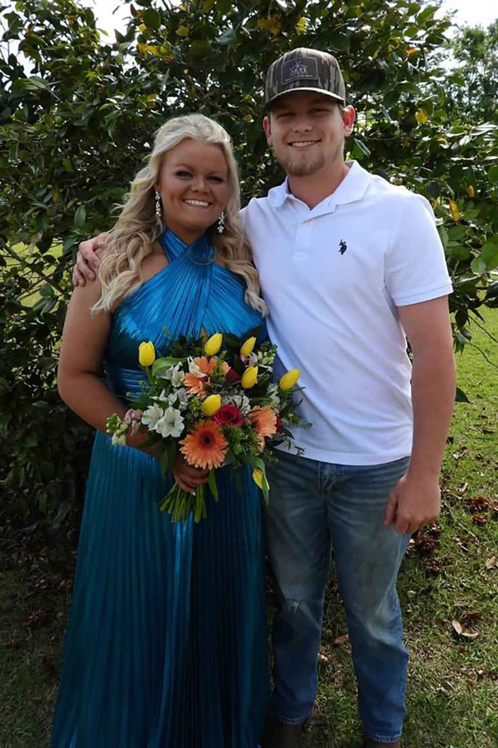 Metallic Blush Halter Neck A-Line Pleated Long Prom Dress with Slit