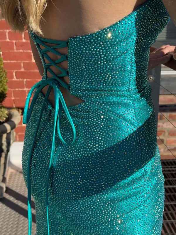 Light Yellow Mermaid Strapless Keyholes Prom Dress with Beads