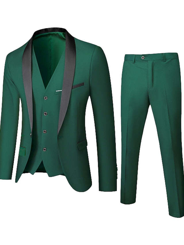 Single-Button One-Breasted Three-Piece Wedding Suit For Men Standard Fit-BMbridal