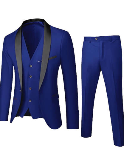 Single-Button One-Breasted Three-Piece Wedding Suit For Men Standard Fit-BMbridal