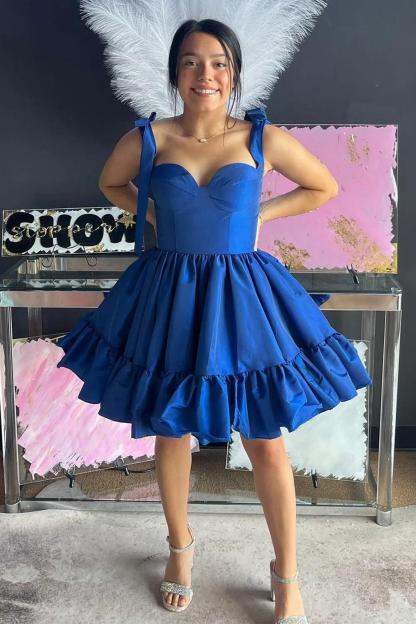 Princess A Line Spaghetti Straps Hot Pink Short Homecoming Dress with Ruched