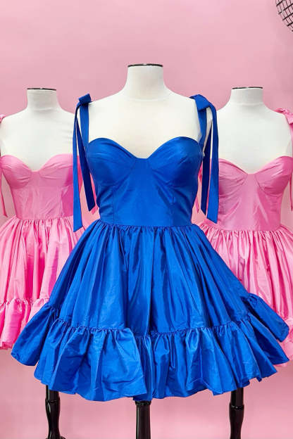 Princess A Line Spaghetti Straps Hot Pink Short Homecoming Dress with Ruched