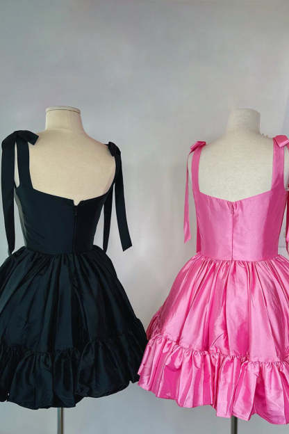 Princess A Line Spaghetti Straps Hot Pink Short Homecoming Dress with Ruched