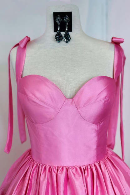 Princess A Line Spaghetti Straps Hot Pink Short Homecoming Dress with Ruched