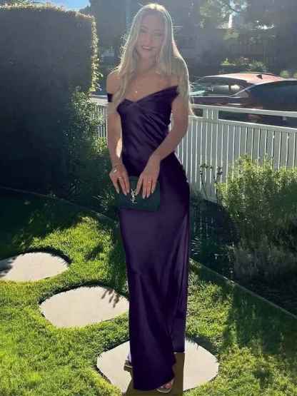 Aqua Mermaid Off The Shoulder Sheath Satin Long Prom Dress